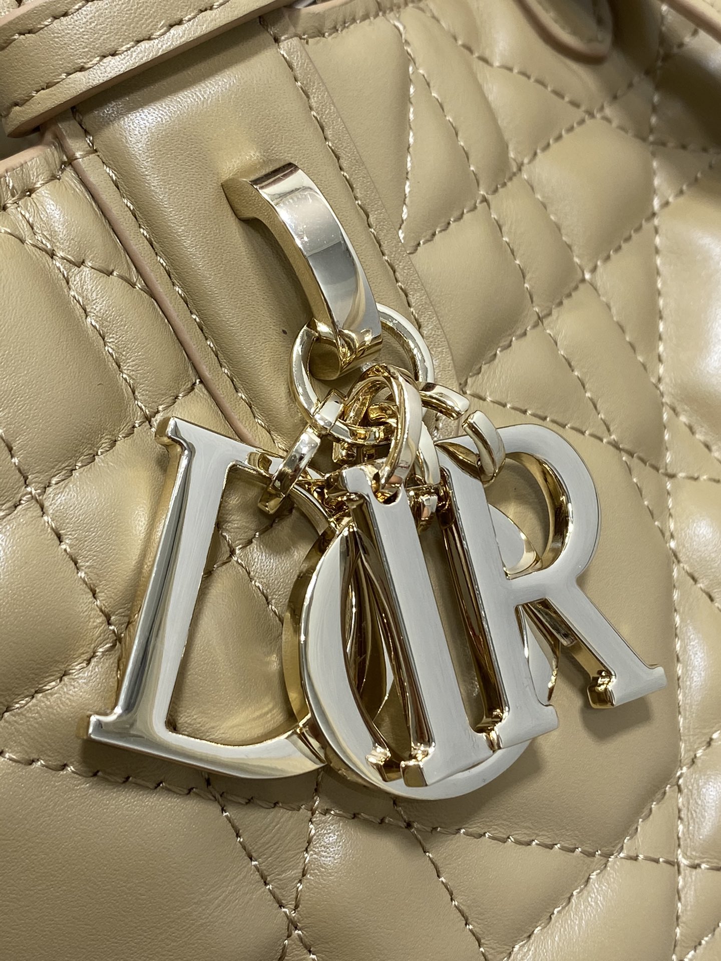 Small Dior Toujours Bag Apricot Macrocannage Calfskin